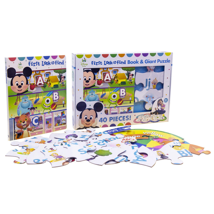 Disney Baby Mickey Mouse, Minnie, Princess, and More! First Look and Find Book and Giant Puzzle