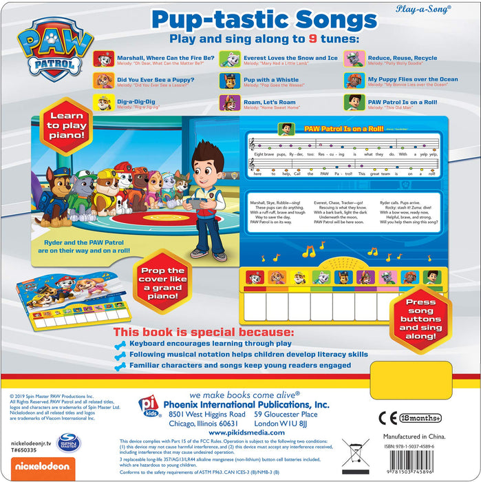 Paw Patrol Puptastic Songs Piano Board Book