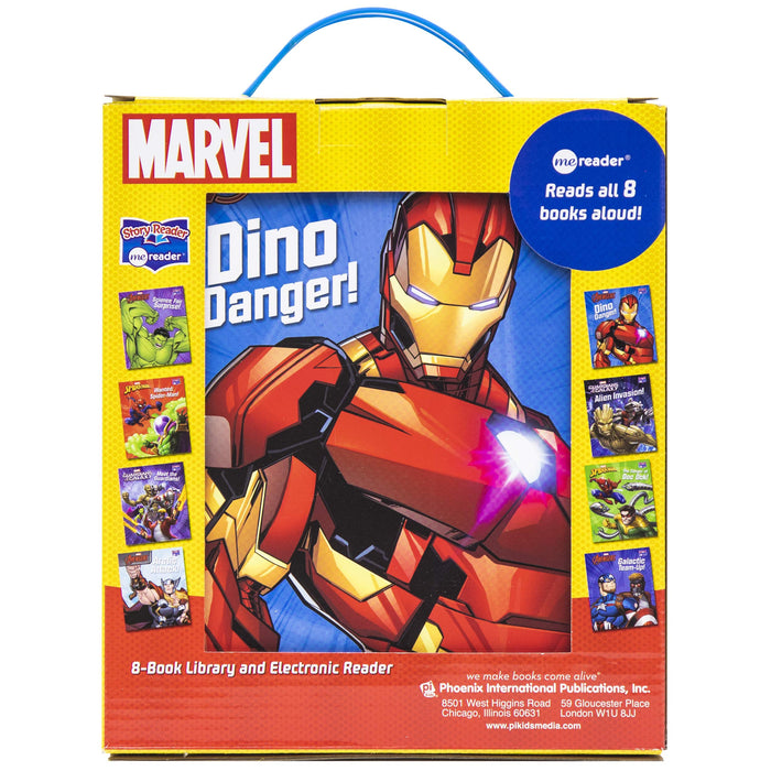 Marvel Super Heroes Spider-man, Avengers, Guardians, and More!  Electronic Me Reader Jr and 8 Look and Find Sound Book Library