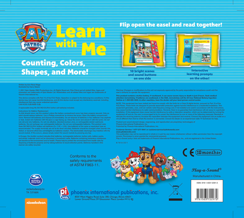 Paw Patrol Learning Easel Sound Book Learn with Me 123