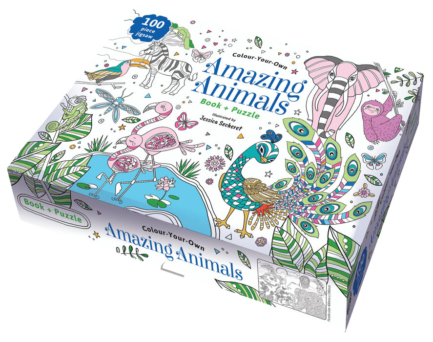 Colour Your Own Amazing Animals Book & Puzzle