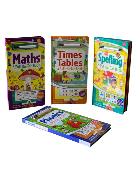 Early Learning Maths, Phonics, Times Tables & Spelling A Pull-the-Tab 4 Book Set