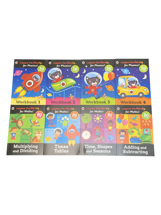 Early Learning Ladybird I'm Ready for Phonics and Maths KS1 8 Books Collection Set