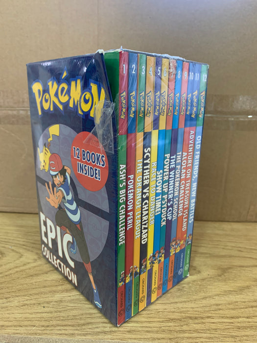 DAMAGED Pokemon Epic 12 Book Set Collection, Ash's Big Challenge DAMAGED