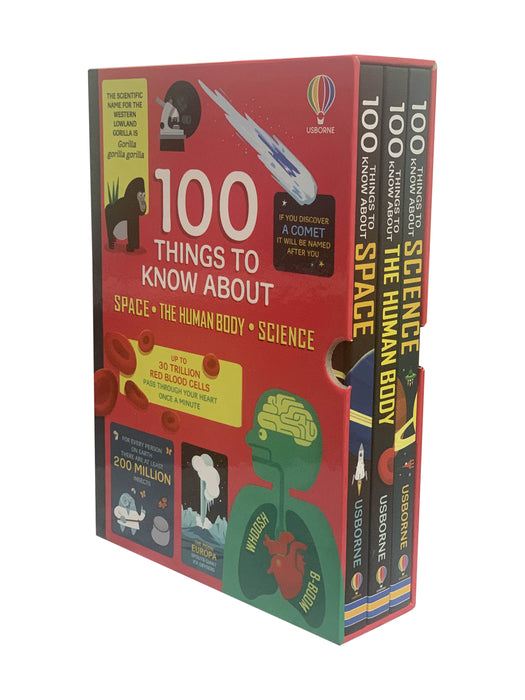 Usborne 100 Things to Know About; Space, Science and Human Body 3 Book Collection Set