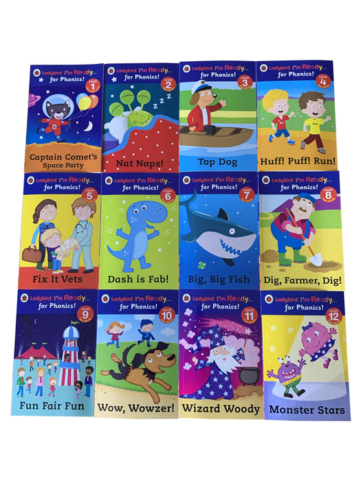 Early Learning Ladybird I'm Ready for Phonics Level 1-12 12 Book Collection Set