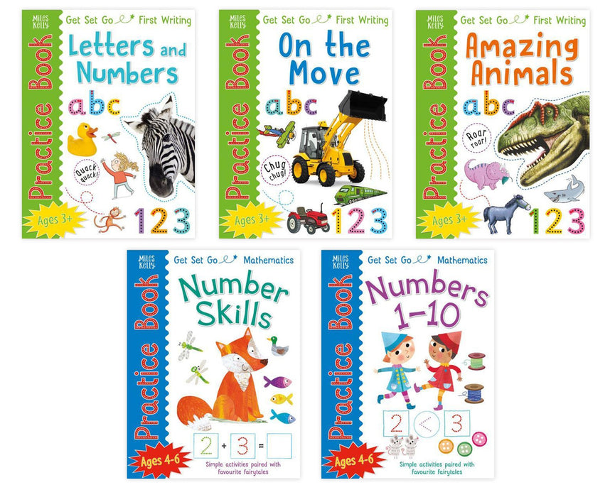 Miles Kelly Get Set Go 5 Practise Books Bundle: First Writing & Mathematics