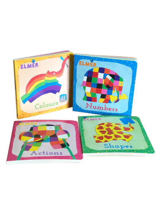 Learn with Elmer 4 Board Book Collection Set By David McKee