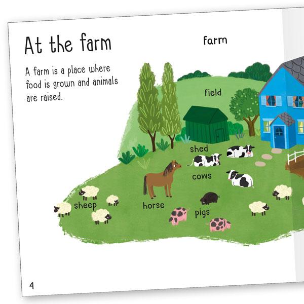Early Learning EYFS Wonderful Words Hardback Books Set; On the go, Home, Farm and Food
