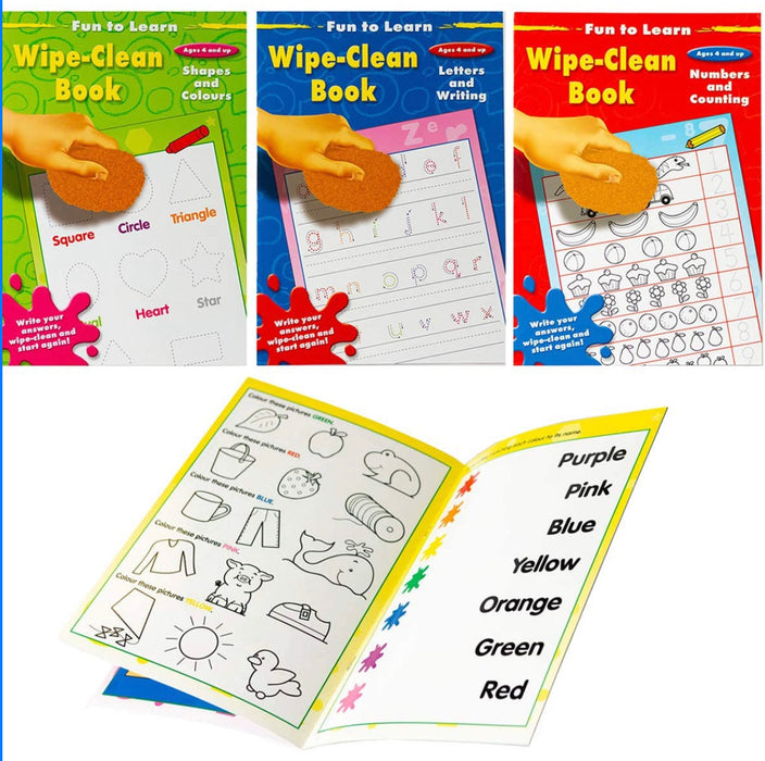 EYFS Fun To Learn Wipe Clean 3 Book Set: Kids Educational Home Learning Books