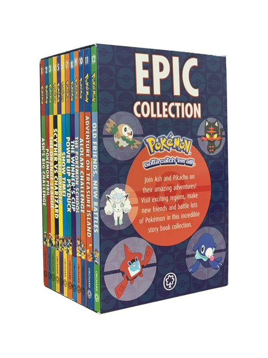 DAMAGED Pokemon Epic 12 Book Set Collection, Ash's Big Challenge DAMAGED