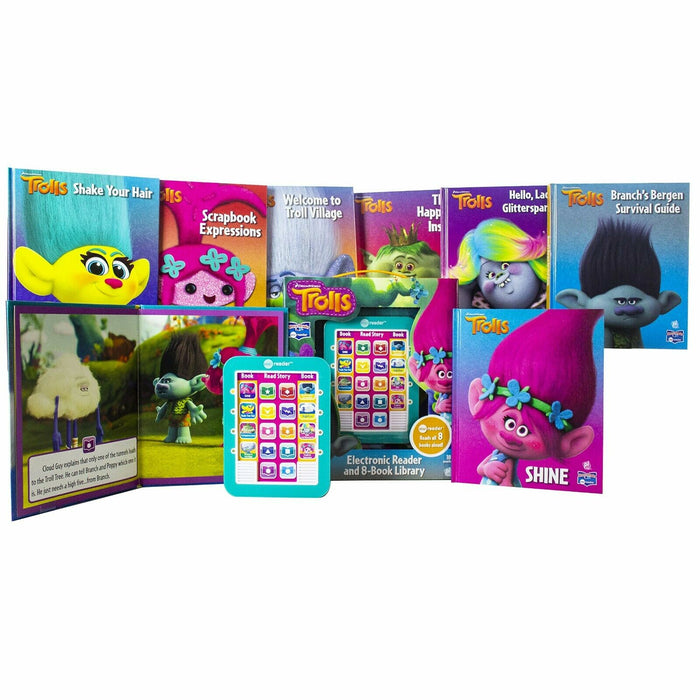 Dreamworks Trolls Electronic Me Reader Jr and 8 Look and Find Sound Book Library
